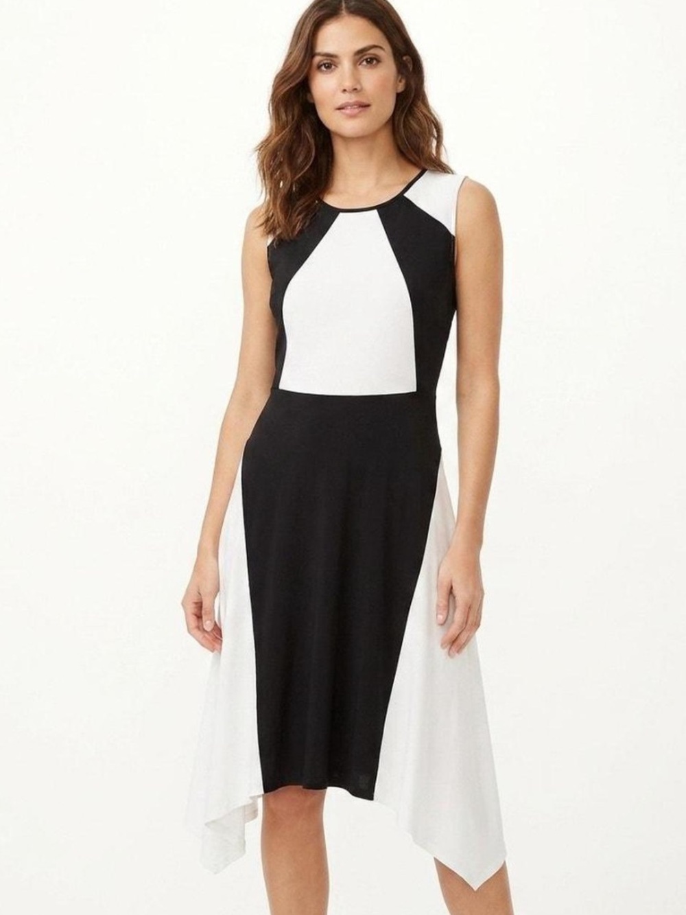 Ann Taylor Black and White Asymmetrical Sleeveless Dress